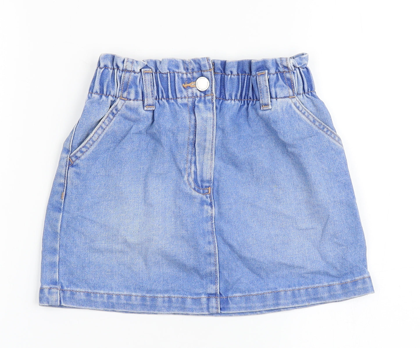NEXT Girls Blue  100% Cotton A-Line Skirt Size 7 Years  Regular Button