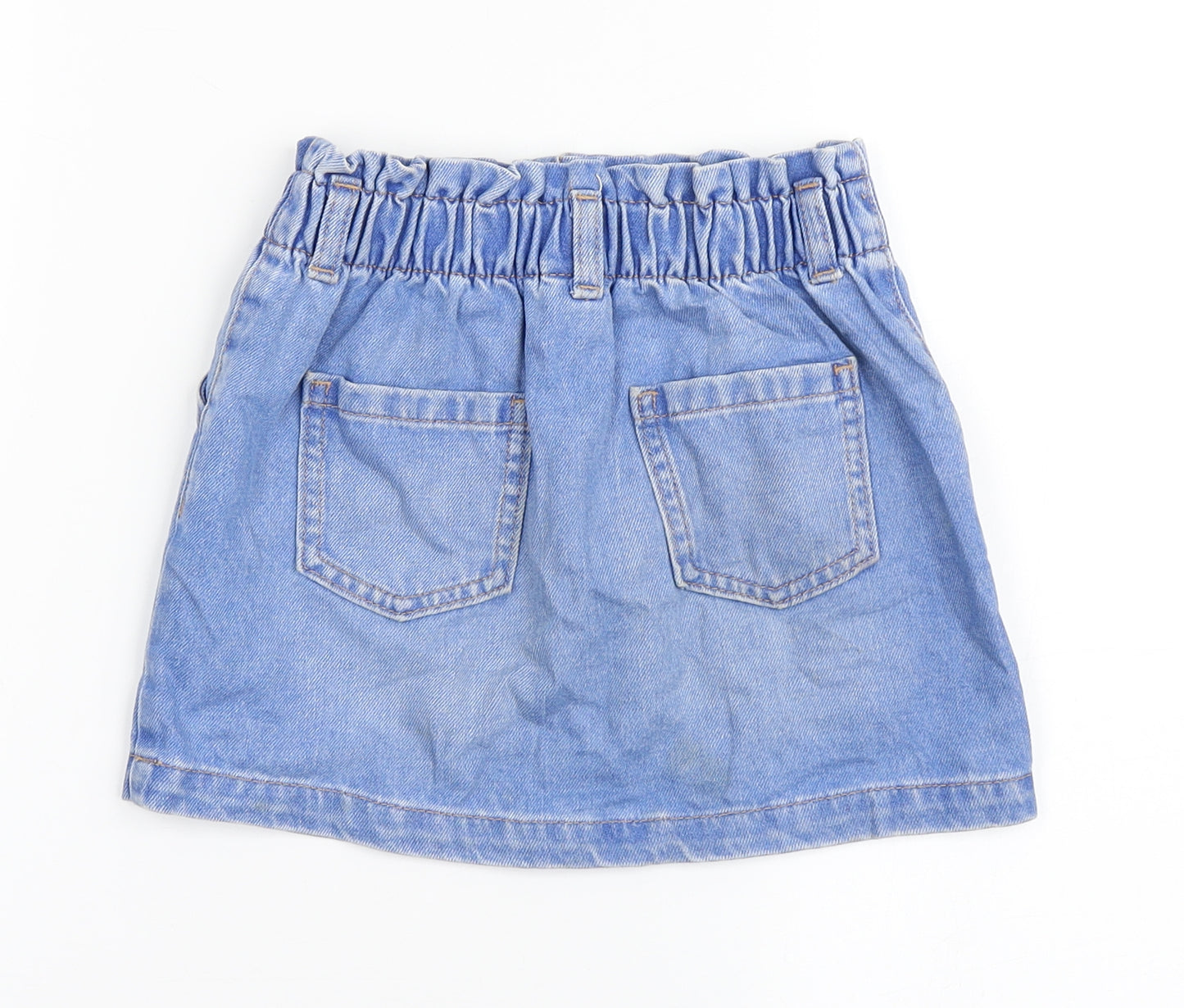 NEXT Girls Blue  100% Cotton A-Line Skirt Size 7 Years  Regular Button