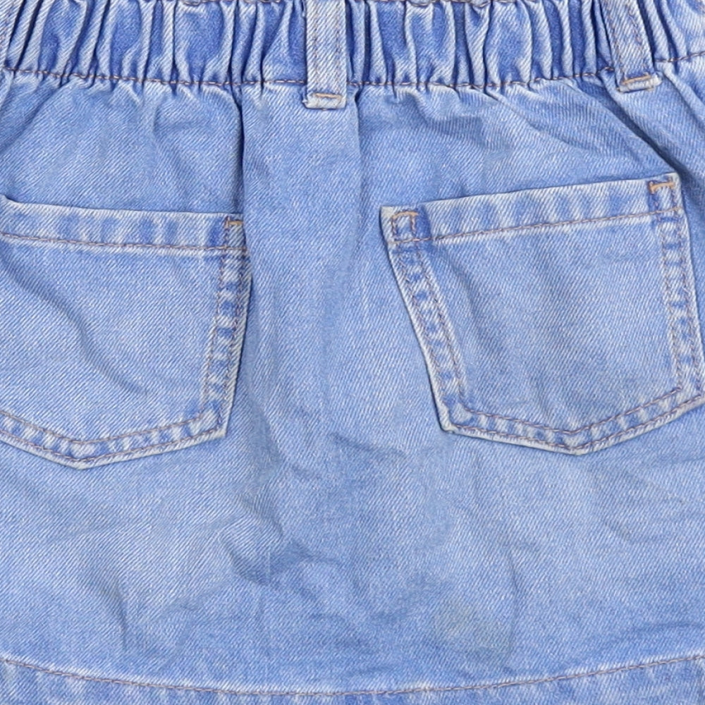 NEXT Girls Blue  100% Cotton A-Line Skirt Size 7 Years  Regular Button