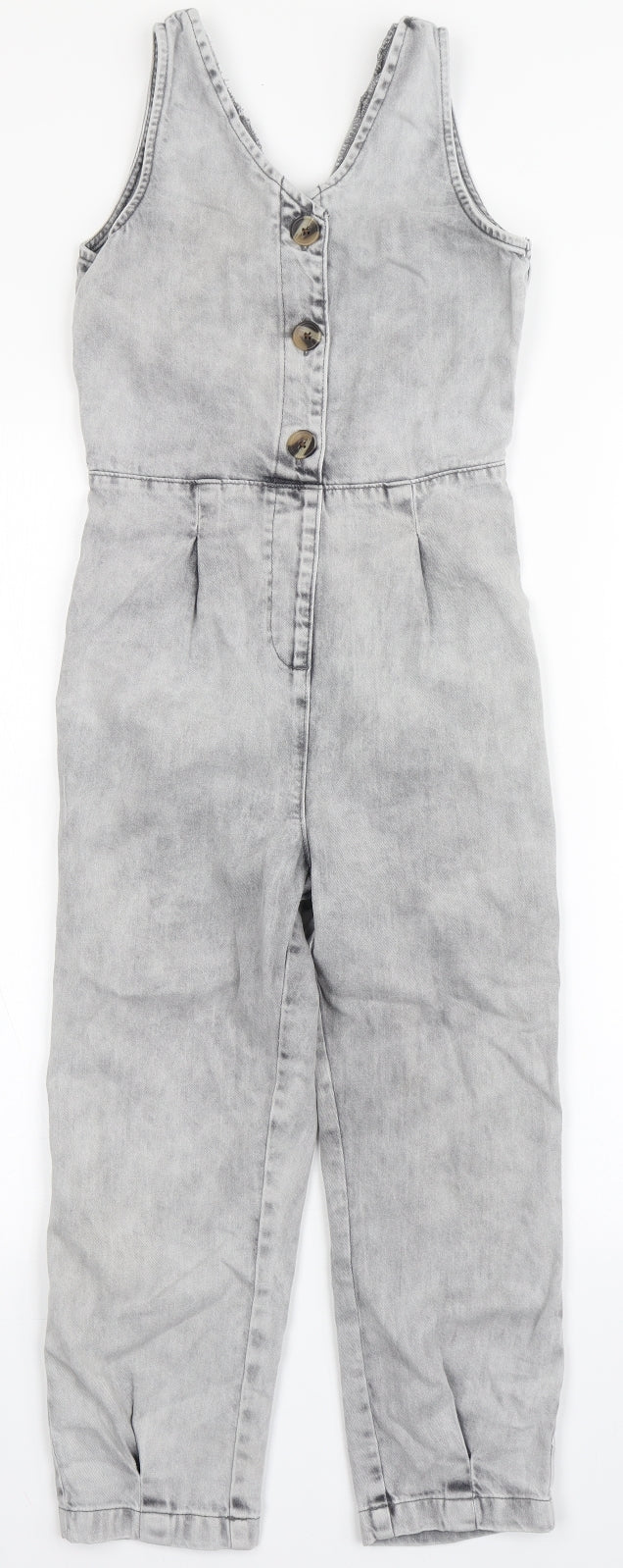 NEXT Girls Grey  100% Cotton Jumpsuit One-Piece Size 9 Years  Pullover