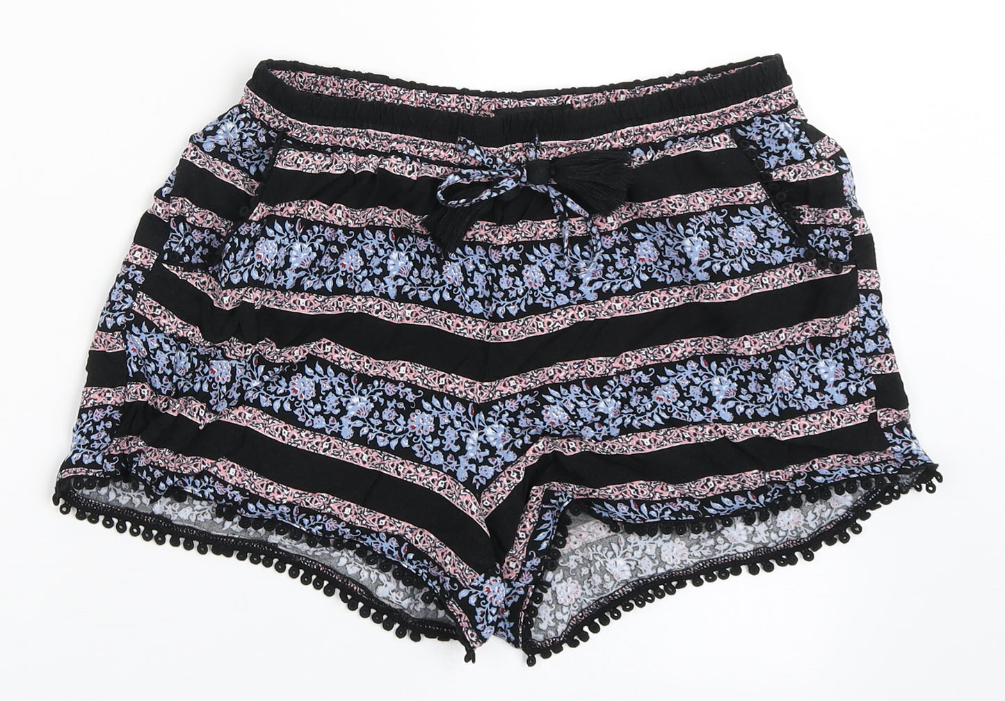 Atmosphere Womens Black  Viscose Hot Pants Shorts Size 4  Regular Pull On