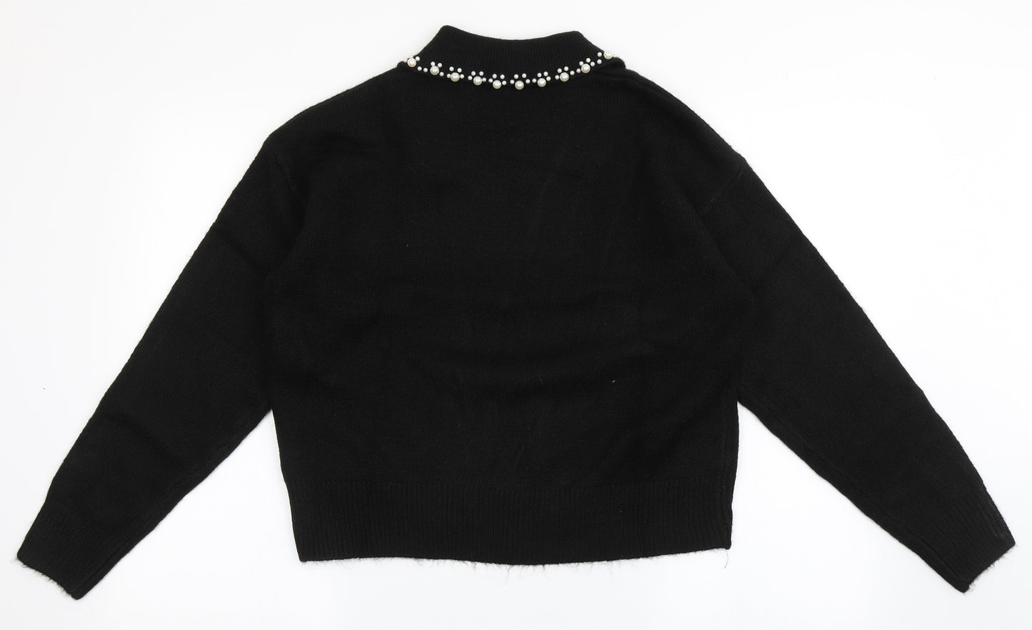 New Look Womens Black Collared  Acrylic Pullover Jumper Size M