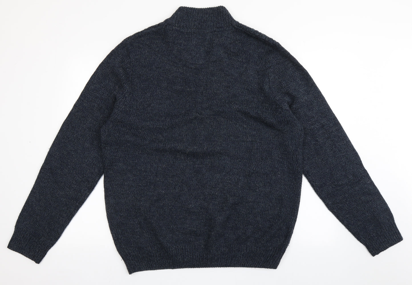 F&F Mens Blue V-Neck  Acrylic Pullover Jumper Size XL