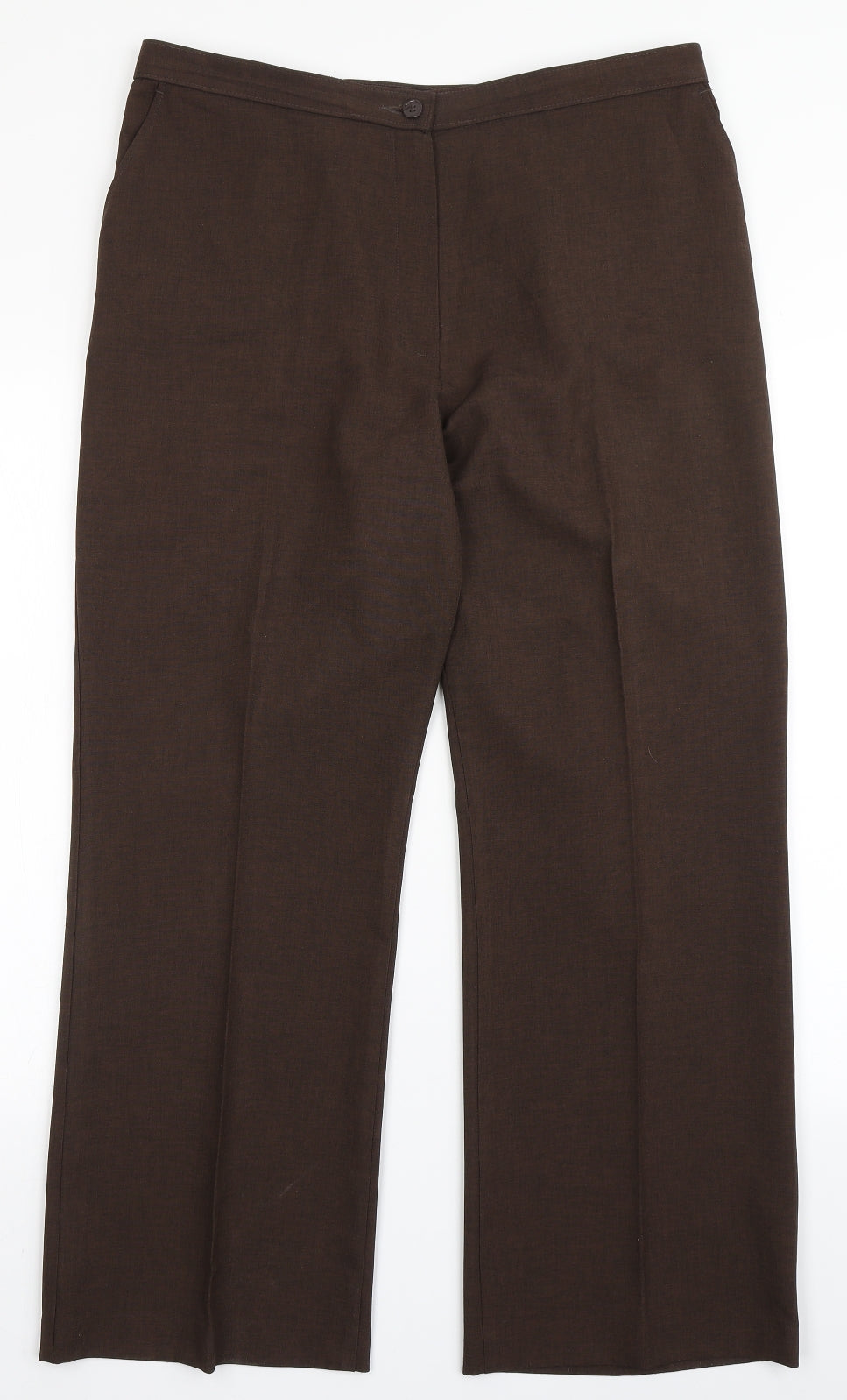 Marks and Spencer Womens Brown  Polyester Trousers  Size 16 L28 in Regular Button