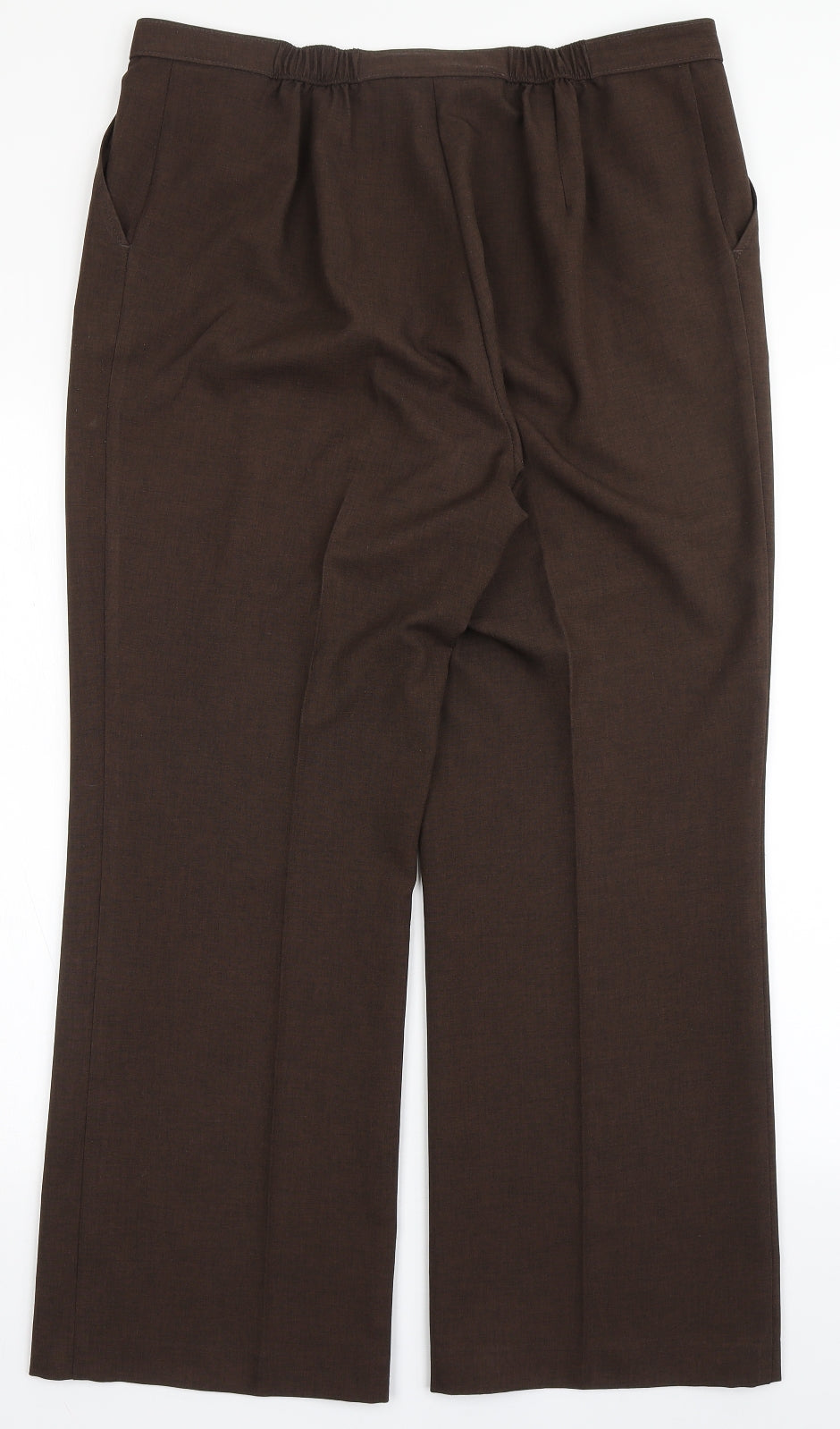Marks and Spencer Womens Brown  Polyester Trousers  Size 16 L28 in Regular Button