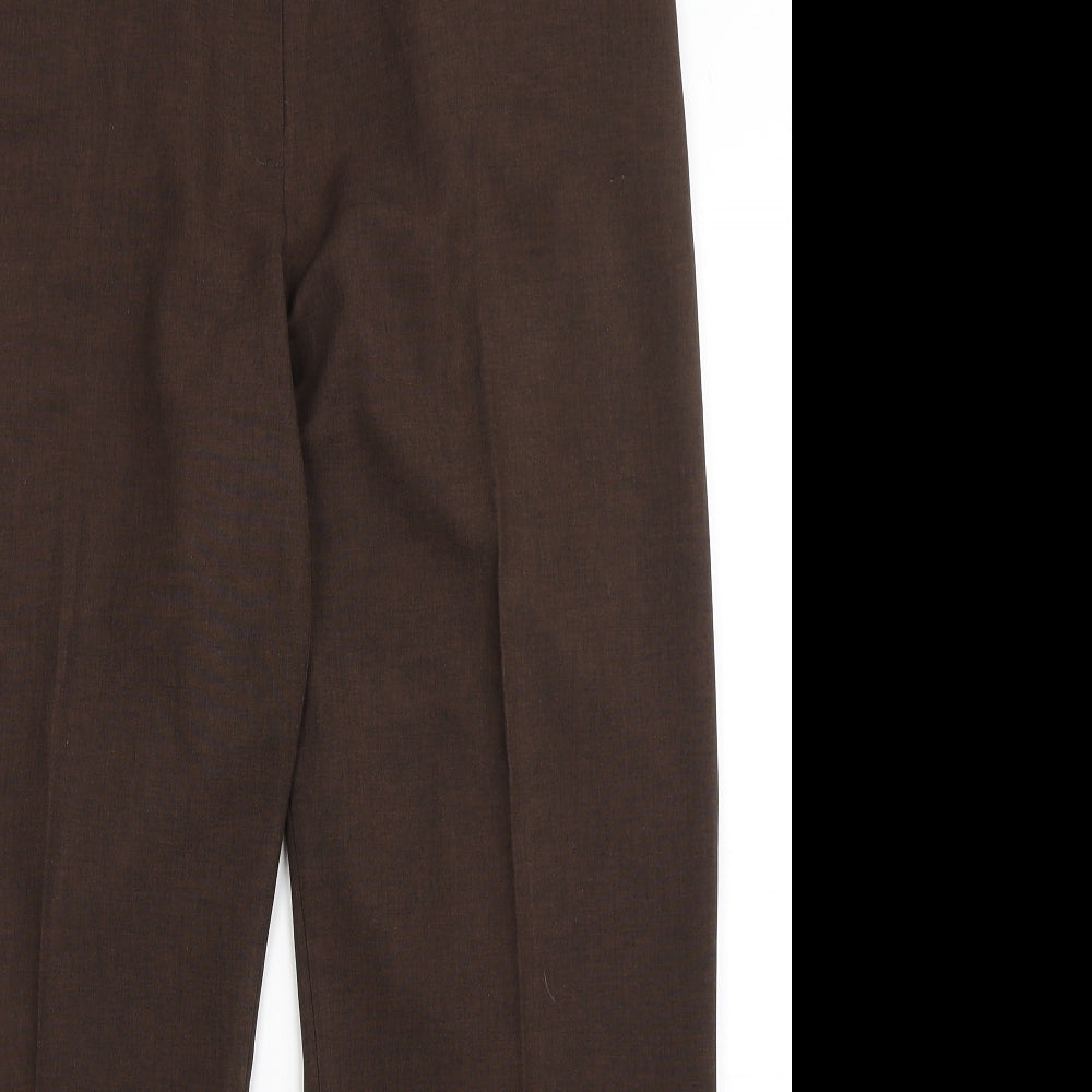 Marks and Spencer Womens Brown  Polyester Trousers  Size 16 L28 in Regular Button