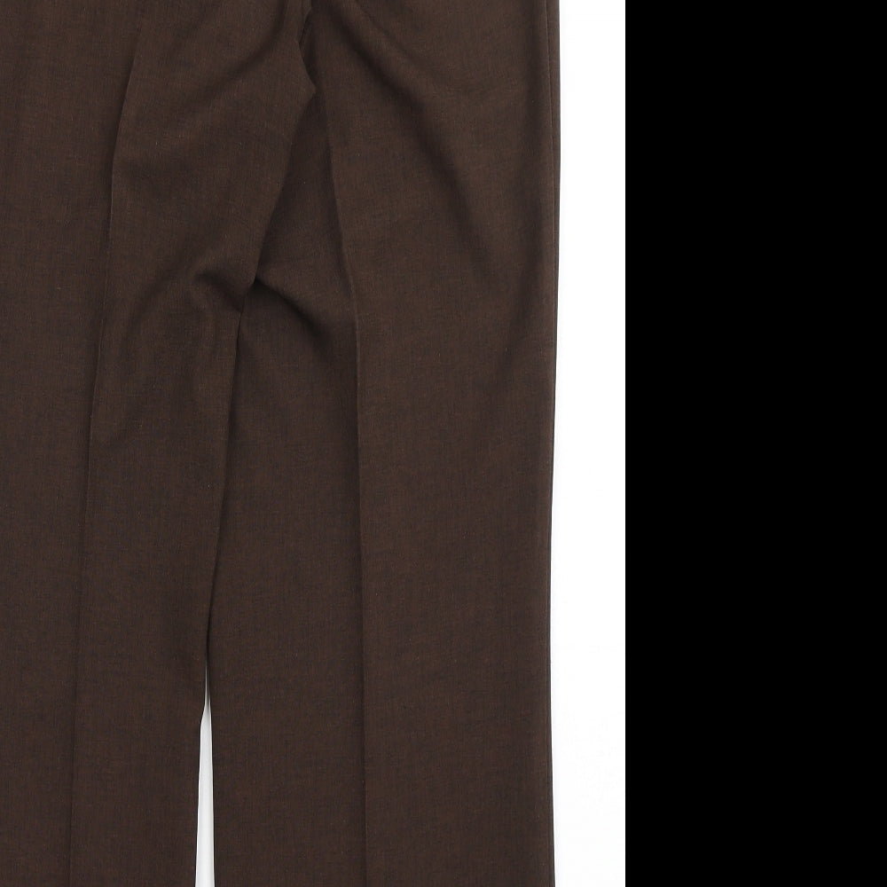 Marks and Spencer Womens Brown  Polyester Trousers  Size 16 L28 in Regular Button