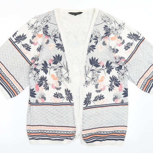 Dorothy Perkins Womens Ivory V-Neck Floral Cotton Cardigan Jumper Size M