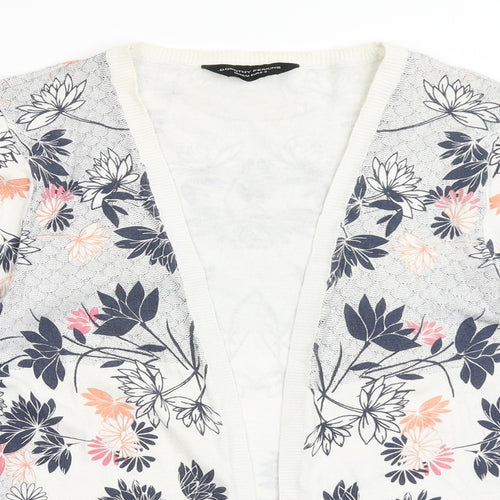 Dorothy Perkins Womens Ivory V-Neck Floral Cotton Cardigan Jumper Size M