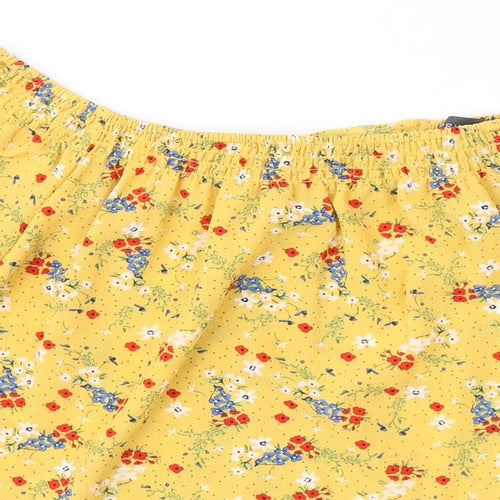 Primark Womens Yellow  Polyester Basic Blouse Size 6 Off the Shoulder