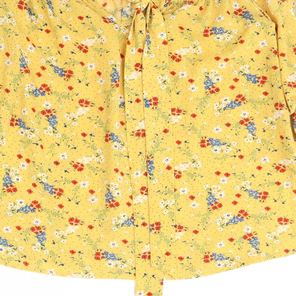 Primark Womens Yellow  Polyester Basic Blouse Size 6 Off the Shoulder