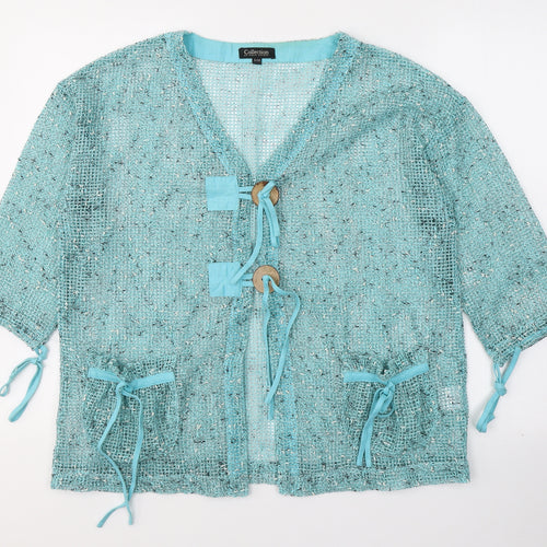 First Avenue Womens Blue V-Neck  Cotton Cardigan Jumper Size S