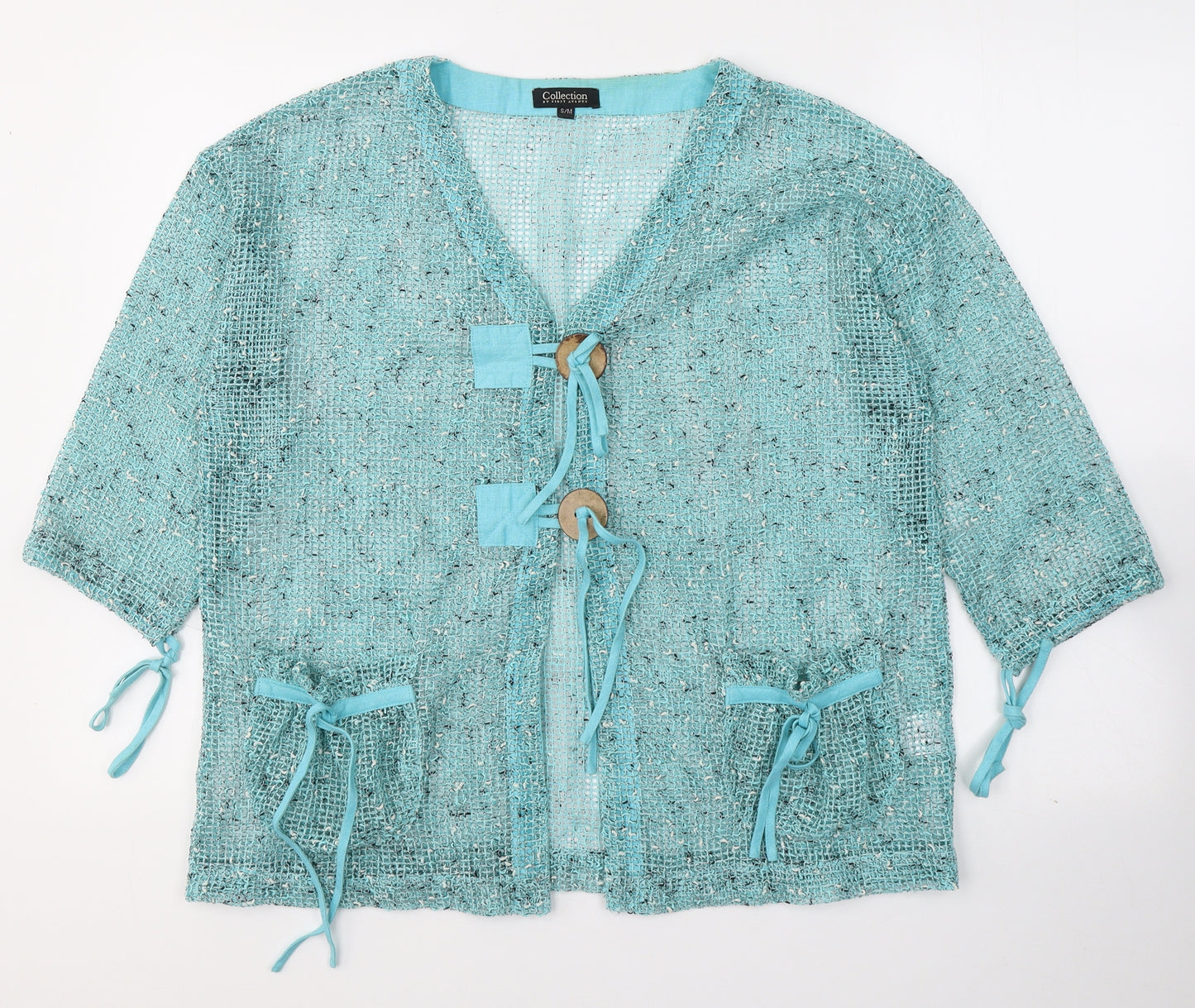 First Avenue Womens Blue V-Neck  Cotton Cardigan Jumper Size S