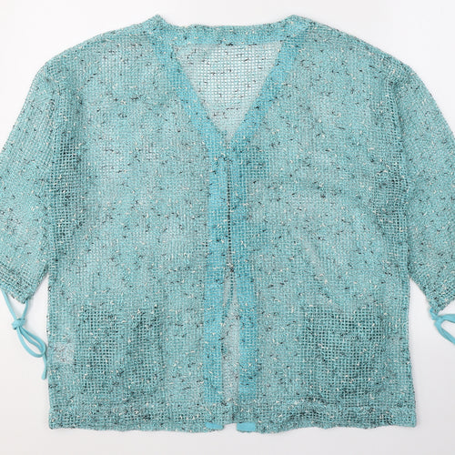 First Avenue Womens Blue V-Neck  Cotton Cardigan Jumper Size S