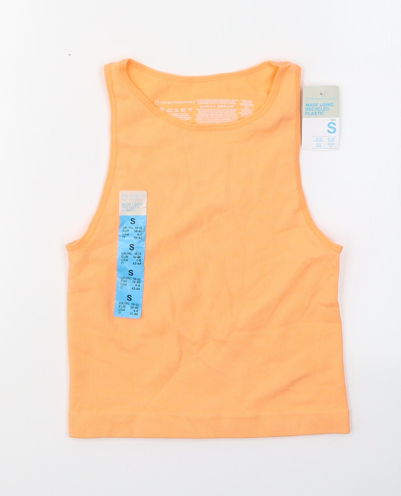 Primark Womens Orange  Nylon Cropped Tank Size S Round Neck