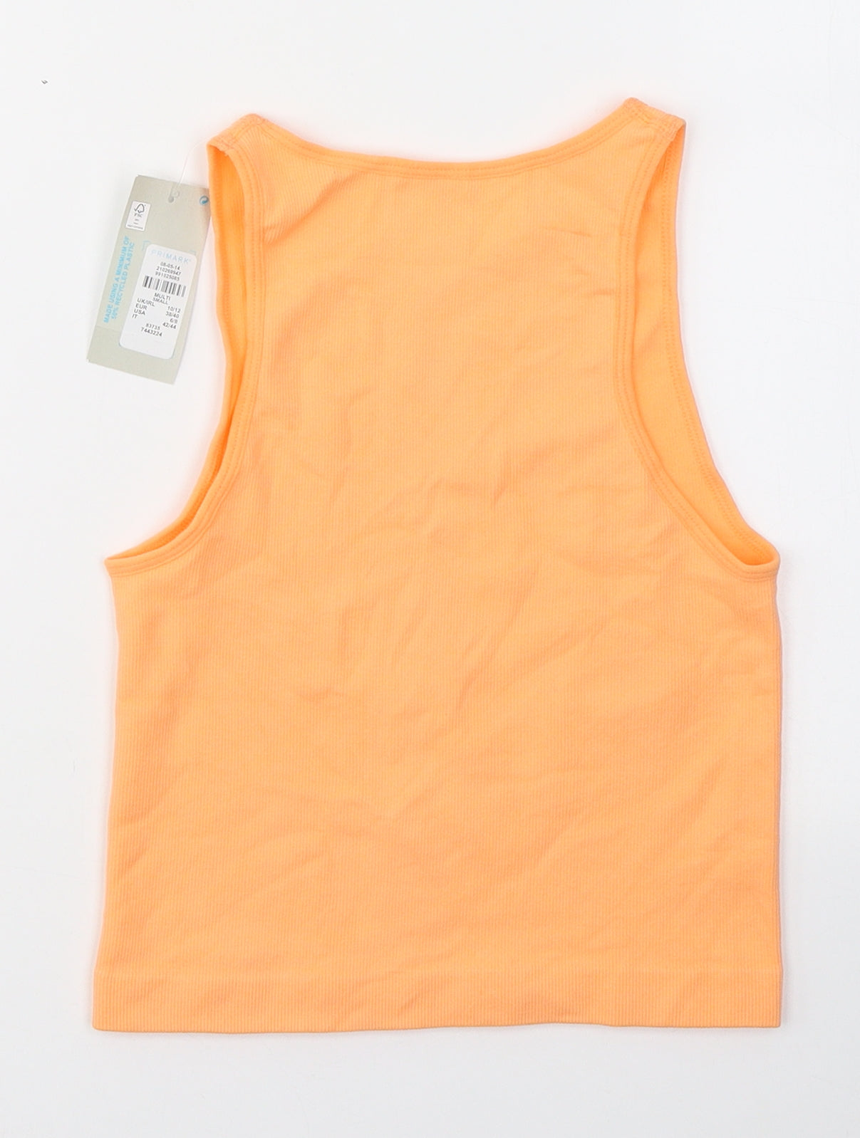 Primark Womens Orange  Nylon Cropped Tank Size S Round Neck