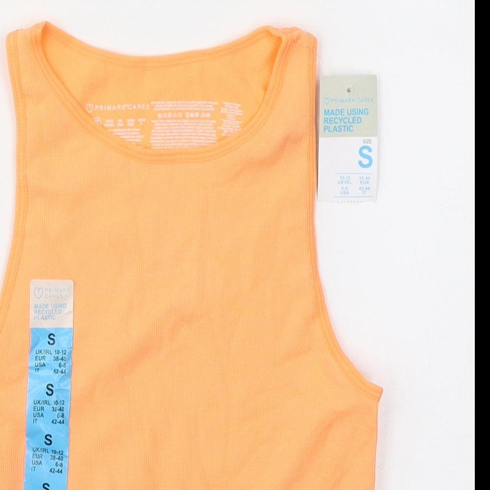 Primark Womens Orange  Nylon Cropped Tank Size S Round Neck