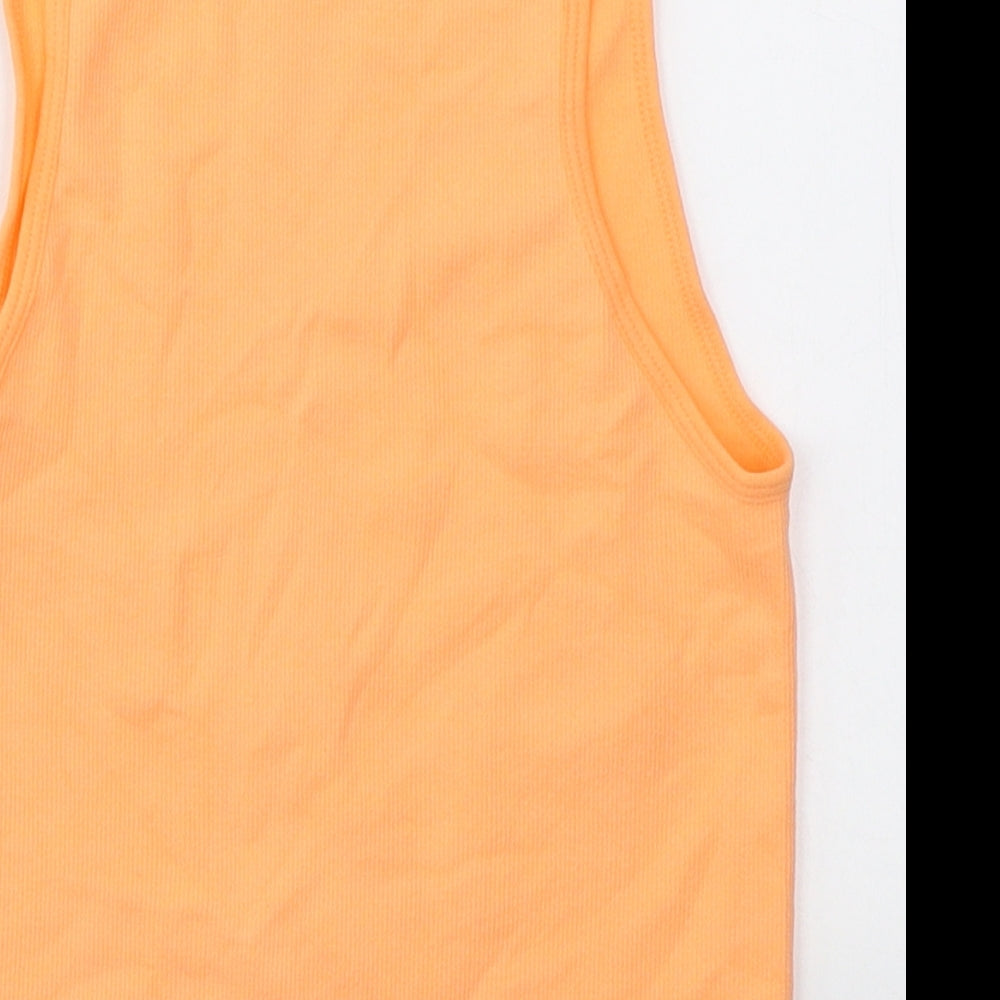 Primark Womens Orange  Nylon Cropped Tank Size S Round Neck