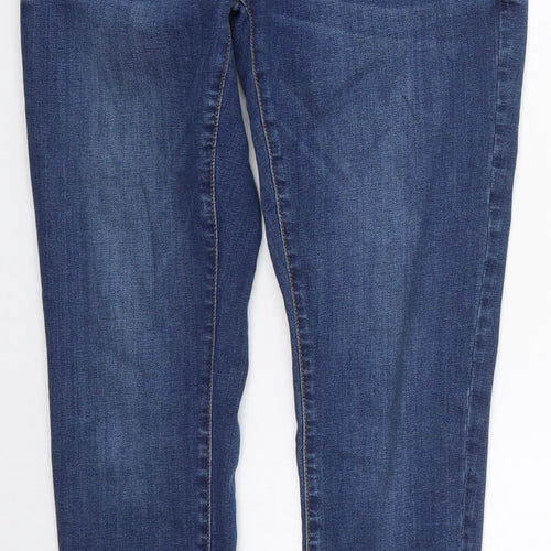 I Say Womens Blue Floral Cotton Skinny Jeans Size 8 L27 in Regular Button