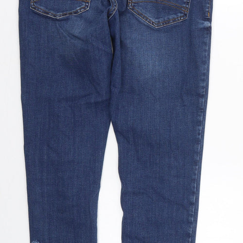 I Say Womens Blue Floral Cotton Skinny Jeans Size 8 L27 in Regular Button