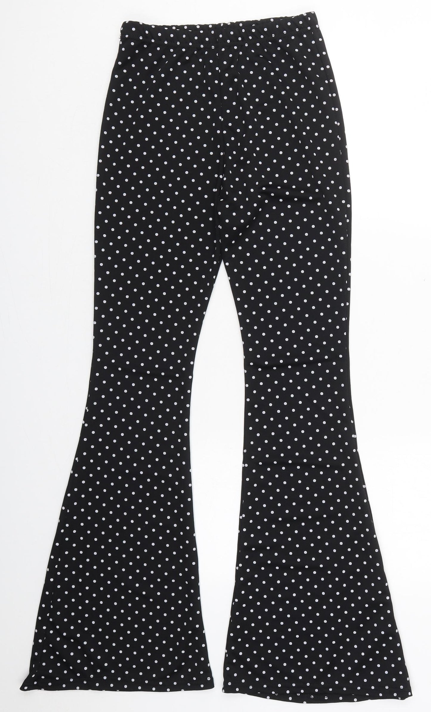 Nasty Gal Womens Black Polka Dot Polyester Trousers  Size 8 L31 in Regular