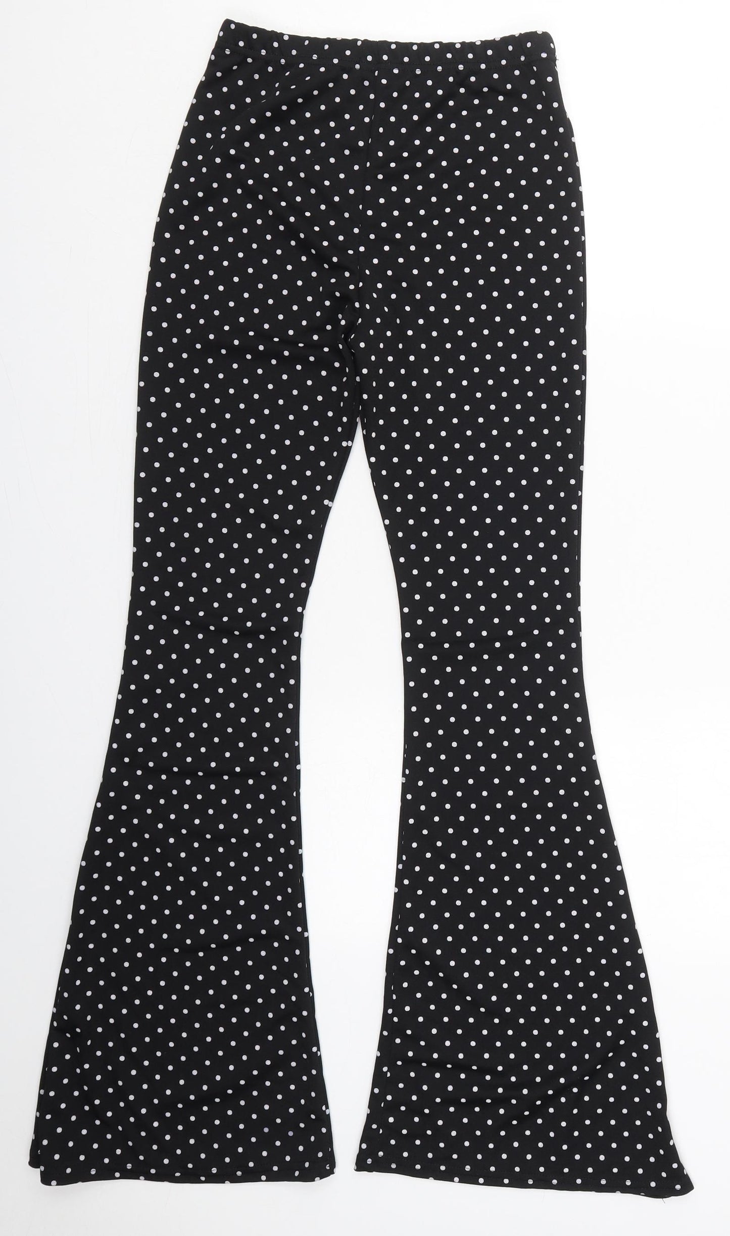 Nasty Gal Womens Black Polka Dot Polyester Trousers  Size 8 L31 in Regular