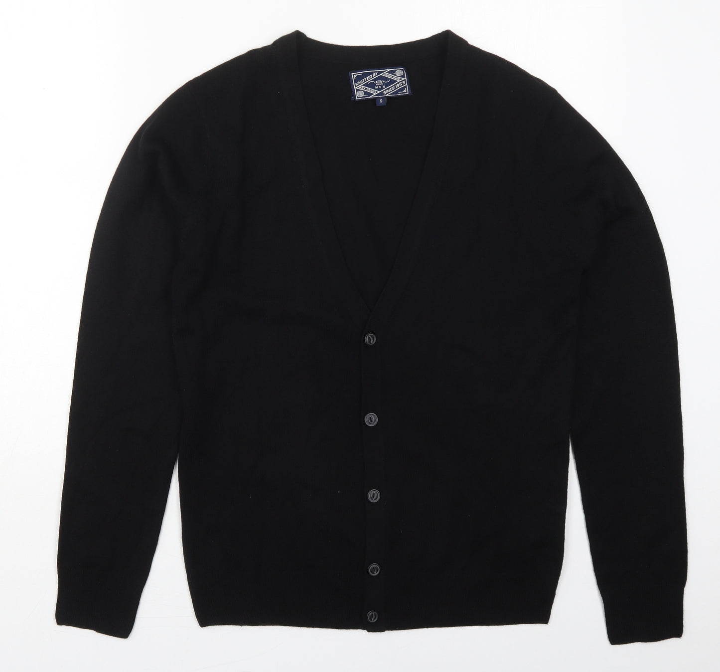 New Look Mens Black V-Neck  Acrylic Cardigan Jumper Size S