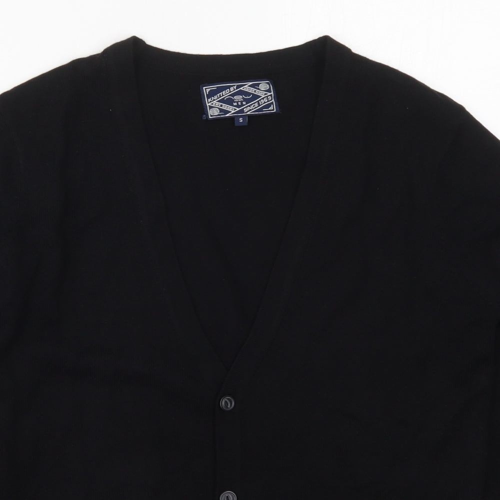 New Look Mens Black V-Neck  Acrylic Cardigan Jumper Size S