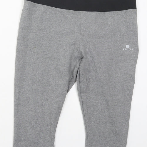 DECATHLON Womens Grey  Polyester Cropped Leggings Size 30 in L16 in Regular