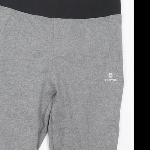 DECATHLON Womens Grey  Polyester Cropped Leggings Size 30 in L16 in Regular