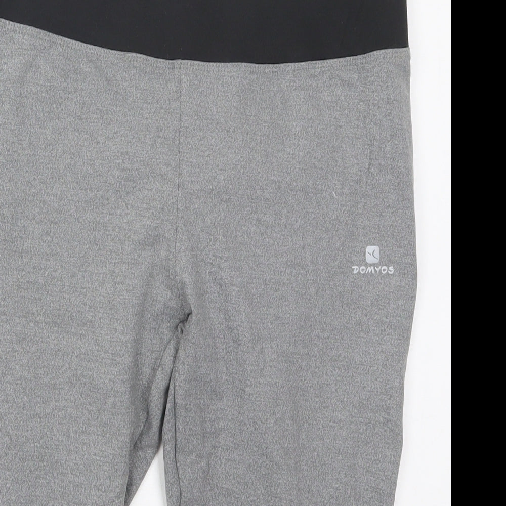 DECATHLON Womens Grey  Polyester Cropped Leggings Size 30 in L16 in Regular