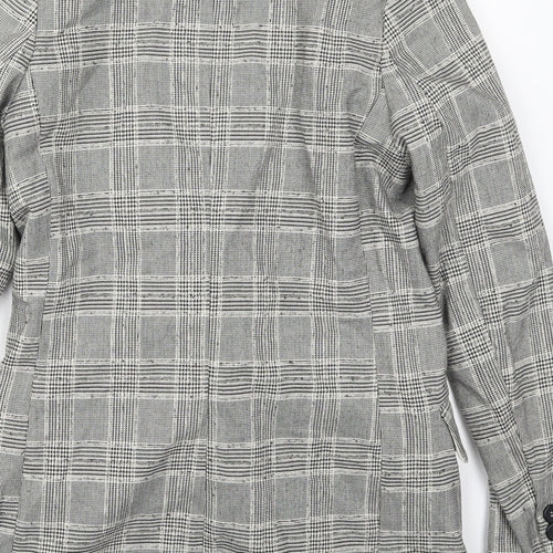 H&M Womens Grey Check Polyester Jacket Suit Jacket Size 6