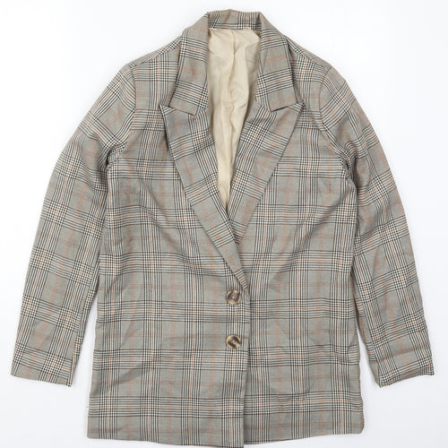 Urban Threads Womens Beige Check Polyester Jacket Suit Jacket Size 6