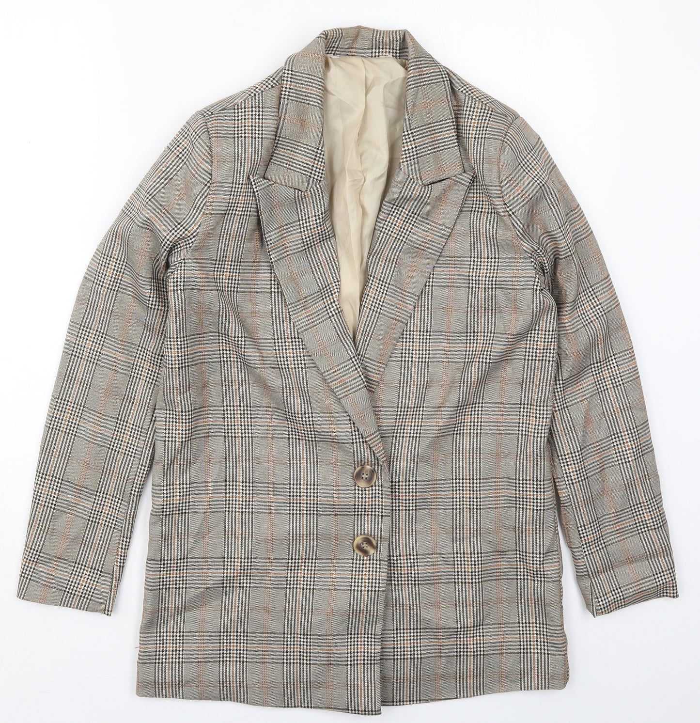 Urban Threads Womens Beige Check Polyester Jacket Suit Jacket Size 6