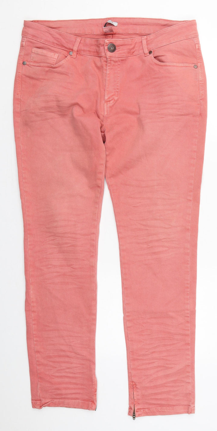 La Redoute Womens Pink Cotton Skinny Jeans Size 14 L30 in Regular Button