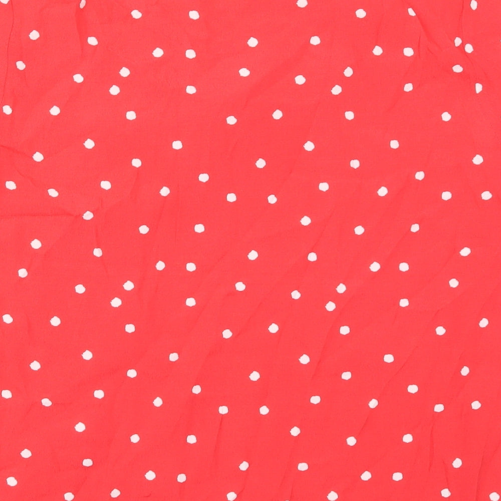Monsoon Womens Red Polka Dot Viscose Basic Blouse Size L V-Neck