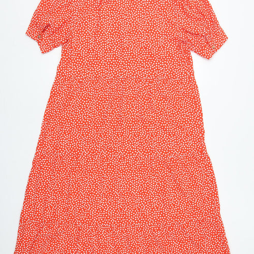 Marks and Spencer Womens Red Polka Dot Viscose Maxi  Size 16  V-Neck Pullover