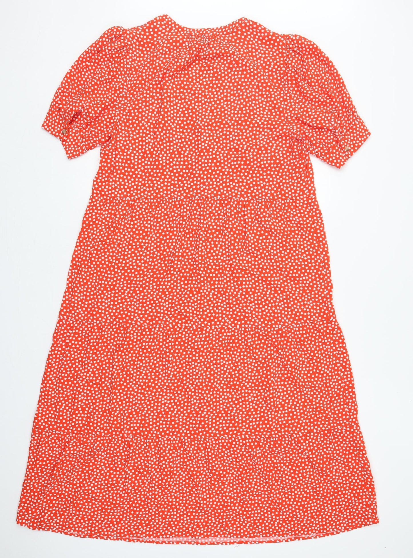 Marks and Spencer Womens Red Polka Dot Viscose Maxi  Size 16  V-Neck Pullover