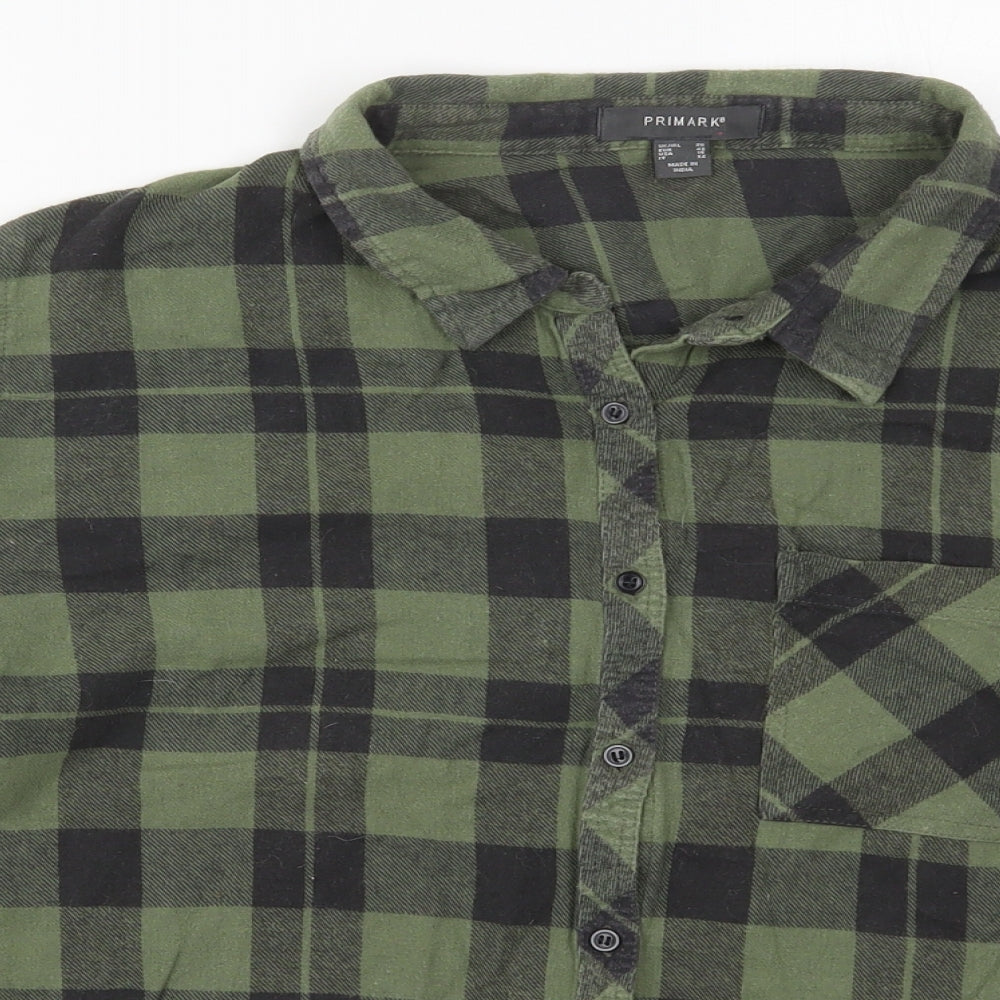 Primark Womens Grey Check Cotton Basic Button-Up Size 20 Collared