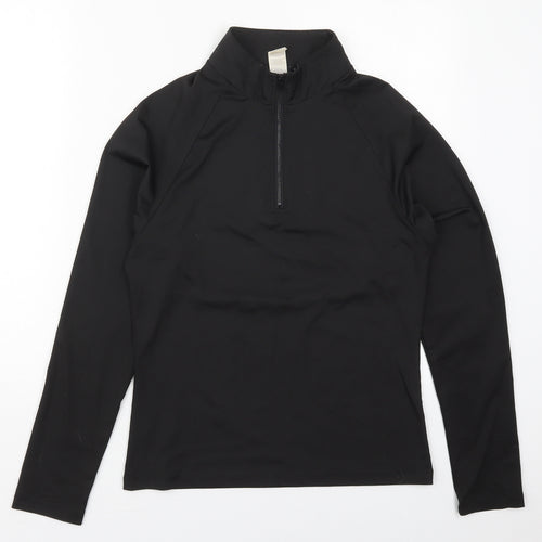 PRETTYLITTLETHING Womens Black  Polyester Pullover Sweatshirt Size 12  Zip