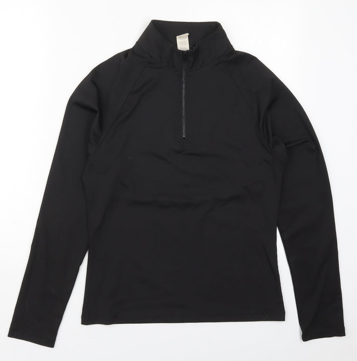 PRETTYLITTLETHING Womens Black Polyester Pullover Sweatshirt Size 12 Zip