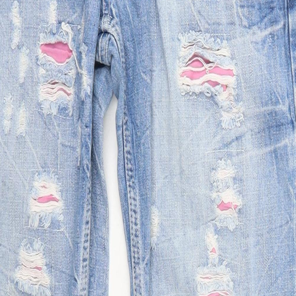 Preworn Womens Blue  Cotton Straight Jeans Size 10 L31 in Regular Button