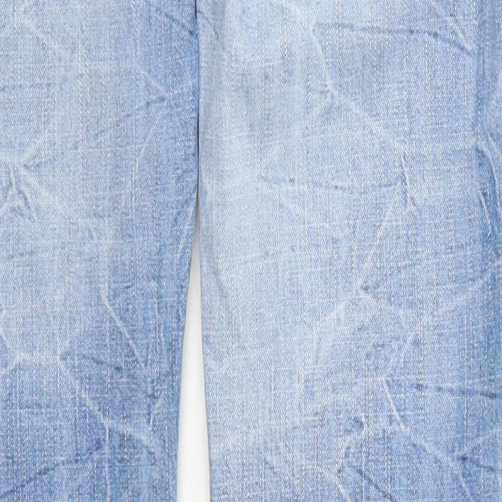 Preworn Womens Blue  Cotton Straight Jeans Size 10 L31 in Regular Button