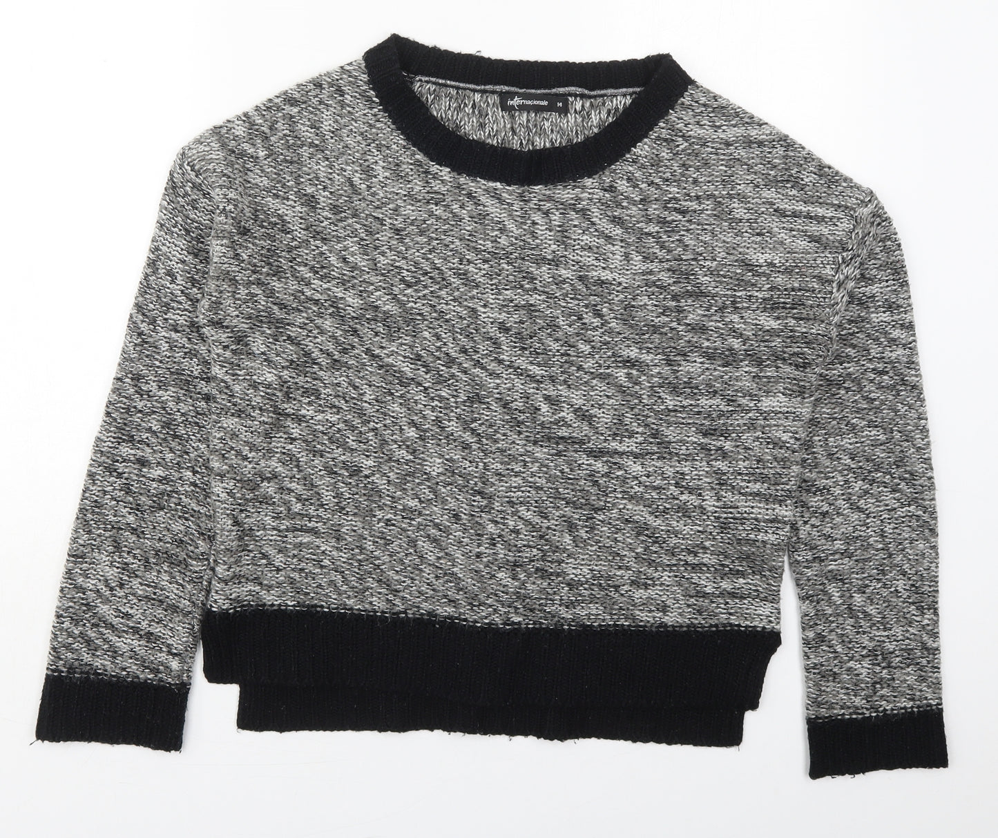 Internacionale Womens Grey Round Neck  Acrylic Pullover Jumper Size 14