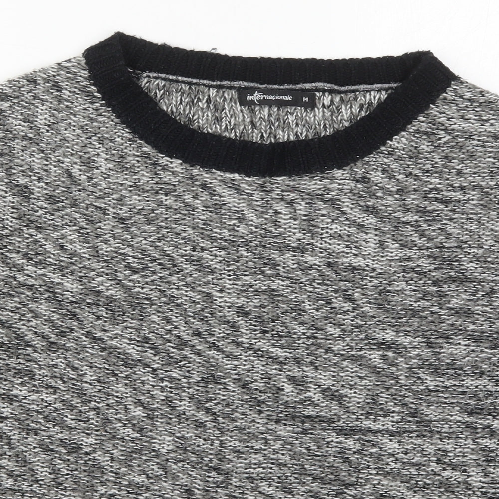 Internacionale Womens Grey Round Neck  Acrylic Pullover Jumper Size 14
