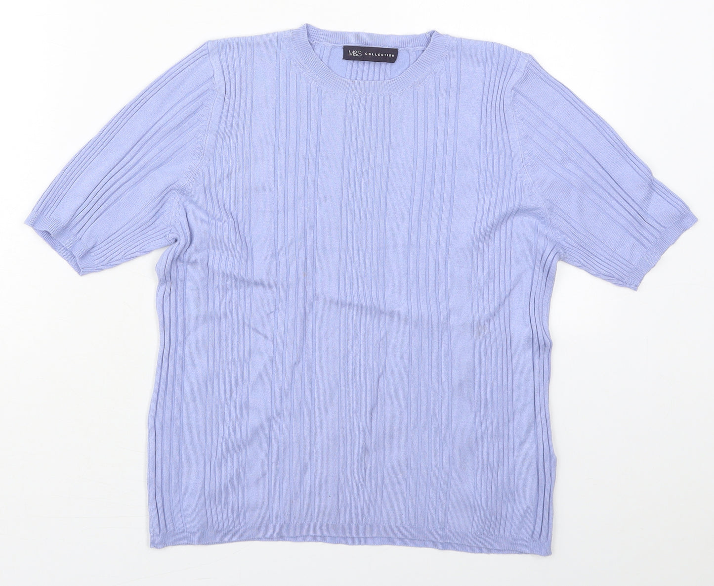 Marks and Spencer Womens Blue Crew Neck  Viscose Pullover Jumper Size 14