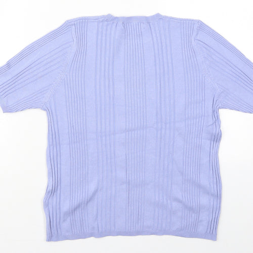 Marks and Spencer Womens Blue Crew Neck  Viscose Pullover Jumper Size 14