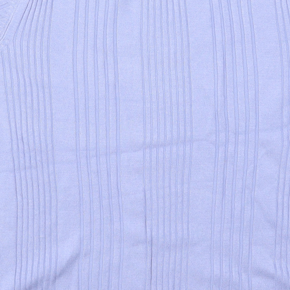 Marks and Spencer Womens Blue Crew Neck  Viscose Pullover Jumper Size 14