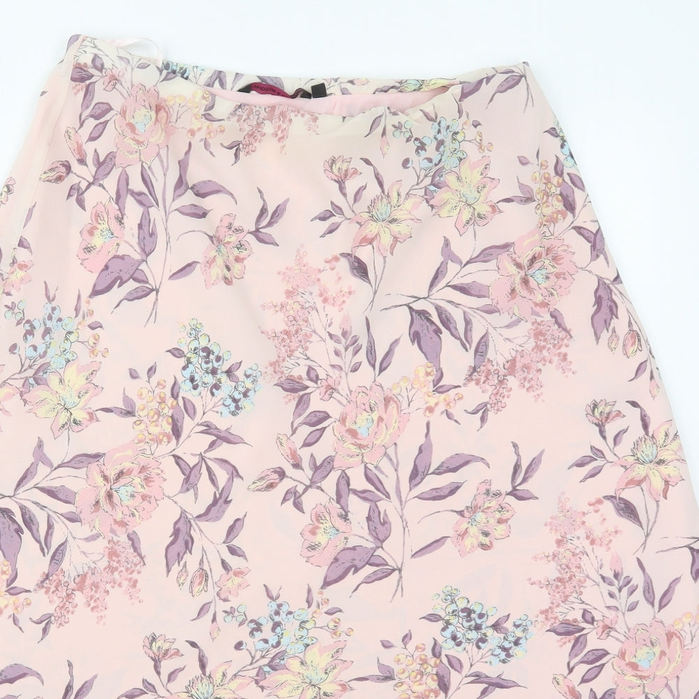 Hudson & Onslow Womens Pink Floral Polyester Maxi Skirt Size 14