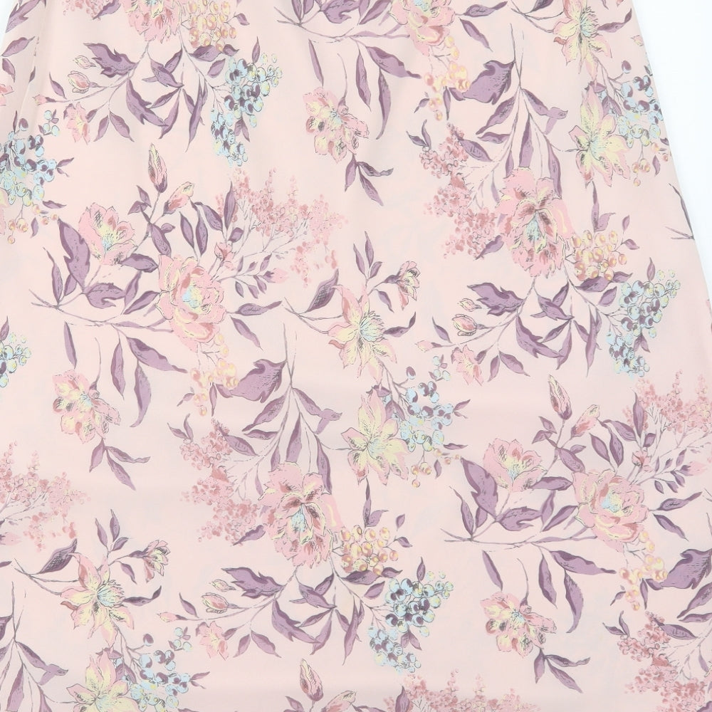Hudson & Onslow Womens Pink Floral Polyester Maxi Skirt Size 14